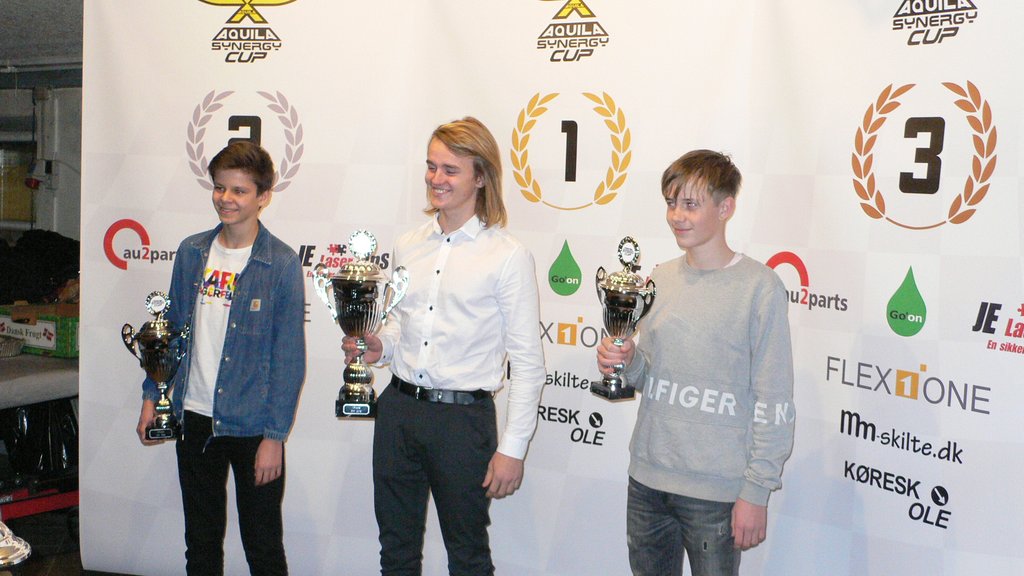 Totale mesterskab i Aquila Synergy Cup 2018, Fra venstre: Bastian Buus, Nicolai Nygaard Pedersen og Kevin Brandsborg
(Foto: Jørgen Jacobsen)